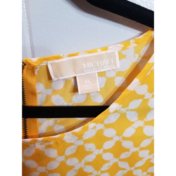 Michael Kors Women's XL Yellow/White Abstract Print Sleeveless Blouse - Picture 2 of 8